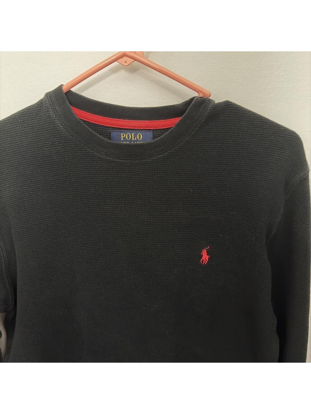 Black Polo Ralph Lauren long sleeve waffle shirt 100% cotton - Picture 2 of 5